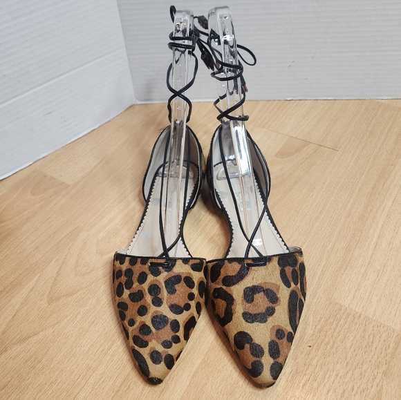 Boden Florence Leopard Lace Up Pointed Toe Flats Womens Size EU 38 - Picture 7 of 16